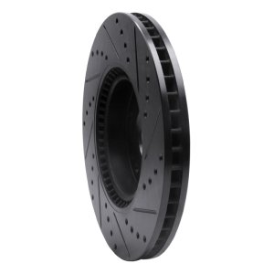 Kia Soul EV Brake Rotor (1) - Front Left - R1 Concepts - Drilled & Slotted - Black - `15-`19